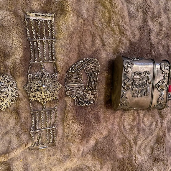 Sterling and 850 silver vintage Asian Hand made treasure - Picture 3 of 7